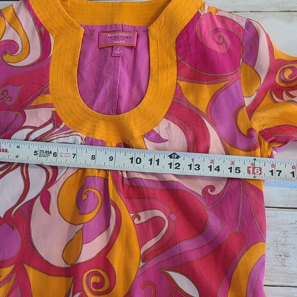 Banana Republic Trina Turk Silk Cotton Tunic Dress Swirl Groovy Hippie Retro 2 - Picture 6 of 9